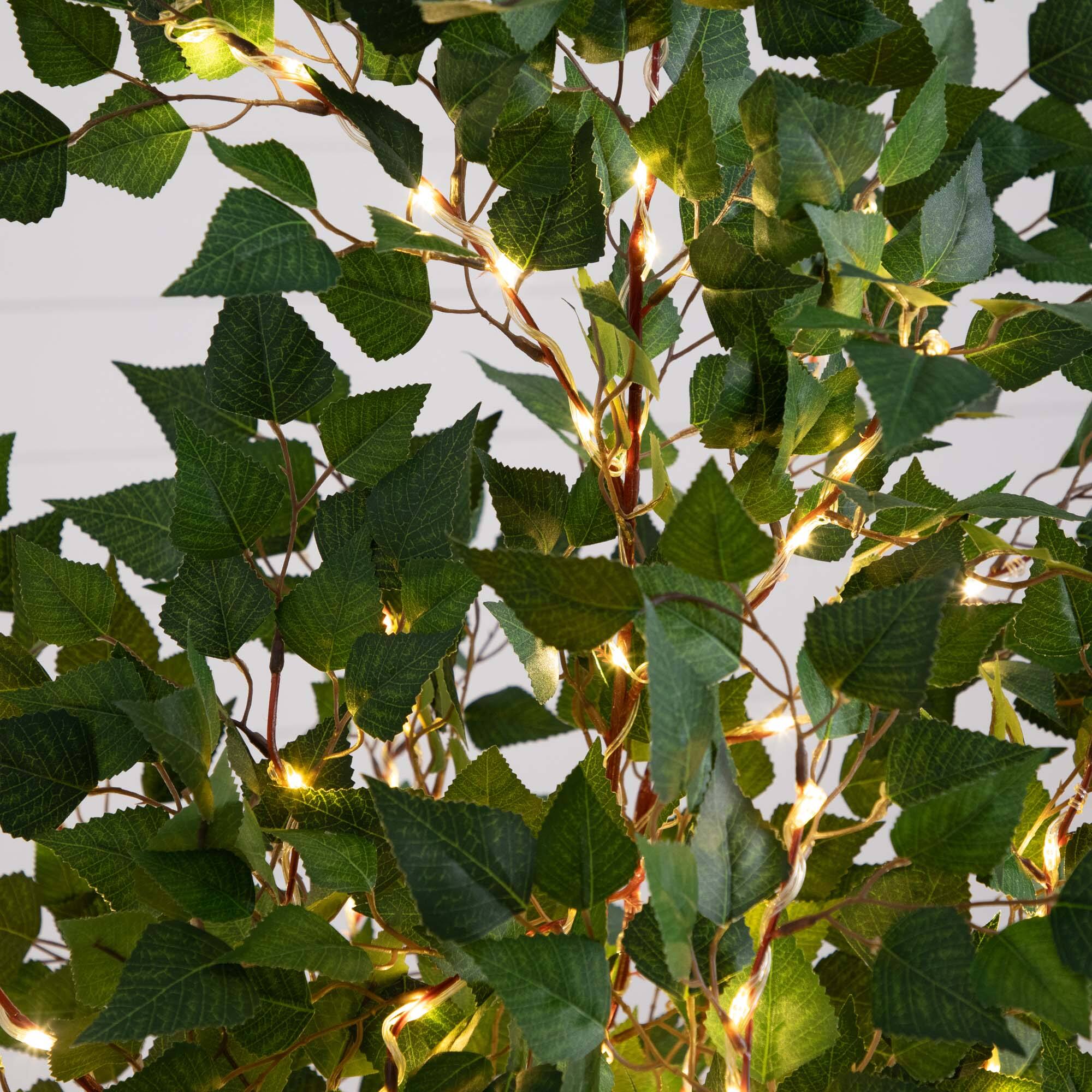 5ft. Potted Pre-Lit Artificial Birch Tree with Warm White LED Lights